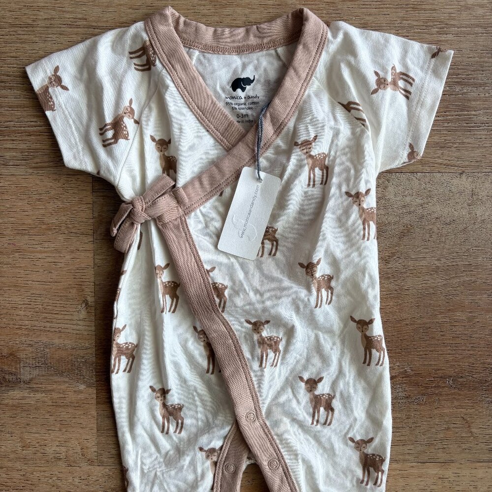 Monica + Andy, Kimono Tie One-Piece Deer (0-3 mo)